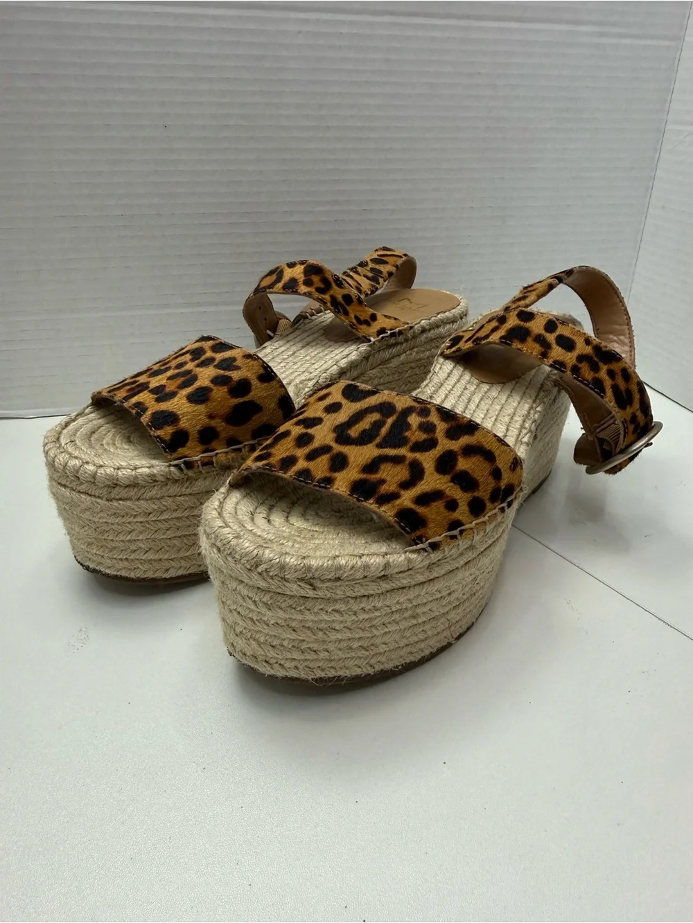 Marc Fisher Leopard Print Espadrille Platform Sandals size 10